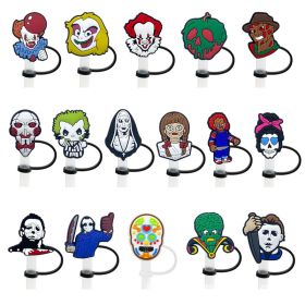 6pcs Reusable Silicone Straw Tip Caps - Scary Clown Design - Perfect for Halloween Decorations and Drinking