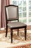 Transitional Set of 2 Side Chairs Dark Walnut Pewter Solid wood Chair Padded Leatherette Upholstered Seat Turned Legs Kitchen Dining Room Furniture