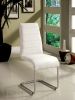 Contemporary White Padded Leatherette 2pc Side Chairs Set of 2 Chairs Kitchen Dining Room Metal Chrome Legs