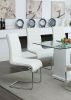 Contemporary White Padded Leatherette 2pc Side Chairs Set of 2 Chairs Kitchen Dining Room Metal Chrome Legs