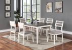 Beautiful Unique Set of 2 Side Chairs White And Grey Kitchen Dining Room Furniture Ladder back Design Chairs Cushion Upholstered