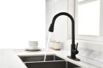 Black Kitchen Faucet, Kitchen Faucets with Pull Down Sprayer Commercial Stainless Steel Single Handle Single Hole Kitchen Sink Faucet