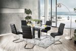 Contemporary Black Padded Leatherette 2pc Side Chairs Set of 2 Chairs Kitchen Dining Room Metal Chrome Legs