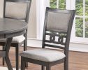 Dining Room Furniture Grey Finish Set of 2 Side Chairs Cushion Seats Unique Back Kitchen Breakfast Chairs