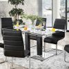 Contemporary Black Padded Leatherette 2pc Side Chairs Set of 2 Chairs Kitchen Dining Room Metal Chrome Legs