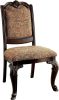 Traditional Formal Set of 2 Side Chairs Brown Cherry Solid wood Chair Padded Fabric Upholstered Seat Kitchen Dining Room Furniture