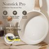 Nonstick Pots and Pans Set, 9 Pcs Induction Kitchen Cookware Sets Free Gift Turner(White Granite)