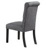 Charcoal Fabric Set of 2 Dining Chairs Contemporary Plush Cushion Side Chairs Nailheads Trim Tufted Back Chair Kitchen Dining Room