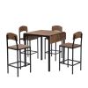 TOPMAX Farmhouse 5-piece Counter Height Drop Leaf Dining Table Set with Dining Chairs for 4,Black Frame+Brown Tabletop