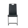 Dining chairs set of 2, Black PU Chair modern kitchen chair with metal leg