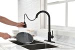 Black Kitchen Faucet, Kitchen Faucets with Pull Down Sprayer Commercial Stainless Steel Single Handle Single Hole Kitchen Sink Faucet