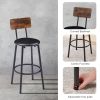 Bar Table Set with 2 Bar stools PU Soft seat with backrest, Rustic Brown, 23.62'' W x 23.62'' D x 35.43'' H