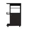 Clip Kitchen Cart; Single Door Cabinet; Four Casters -Black