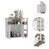 Paprika Kitchen Cart; Four Casters ; Four Open Shelves; Double Door Cabinet -Light Oak / White