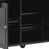 Kitchen cart with Rubber wood desktop rolling mobile kitchen island with storage and 5 draws 53 Inch length (Black)