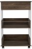 Verona Kitchen Cart; Three Shelves; Four Casters -White / Dark Walnut