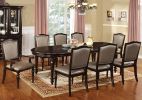 Transitional Set of 2 Side Chairs Dark Walnut Pewter Solid wood Chair Padded Leatherette Upholstered Seat Turned Legs Kitchen Dining Room Furniture