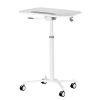 Techni Mobili White Sit to Stand Mobile Laptop Computer Stand with Height Adjustable and Tiltable Tabletop