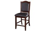 Dark Brown Wood Finish Set of 2 Counter Height Chairs Faux Leather Upholstery Seat Back Kitchen Dining Room Chair