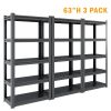 5-Tier Adjustable Metal Shelving Unit, Heavy Duty Shelving Utility Rack for garage Basement Kitchen Pantry Closet 31.5"W x 15.7"D x 63"H