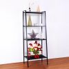 Metal 4 Shelf Bookcase, Multifunctional Ladder-Shaped Plant Flower Stand Rack Bookrack Storage Shelves, Black