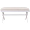 TOPMAX Farmhouse Rustic Wood Kitchen Upholstered Dining Bench, Beige+White