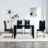 Dining chairs set of 2, Black PU Chair modern kitchen chair with metal leg