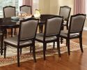 Transitional Set of 2 Side Chairs Dark Walnut Pewter Solid wood Chair Padded Leatherette Upholstered Seat Turned Legs Kitchen Dining Room Furniture