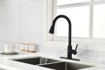 Black Kitchen Faucet, Kitchen Faucets with Pull Down Sprayer Commercial Stainless Steel Single Handle Single Hole Kitchen Sink Faucet