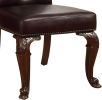 Traditional Formal Set of 2 Side Chairs Brown Cherry Solid wood Chair Padded Leatherette Tufted Upholstered Kitchen Dining Room Furniture