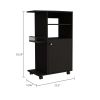 Clip Kitchen Cart; Single Door Cabinet; Four Casters -Black