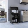 Kira Kitchen Kart; Double Door Cabinet; One Open Shelf; Two Interior Shelves -Black