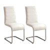 Contemporary White Padded Leatherette 2pc Side Chairs Set of 2 Chairs Kitchen Dining Room Metal Chrome Legs