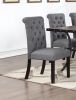 Charcoal Fabric Set of 2 Dining Chairs Contemporary Plush Cushion Side Chairs Nailheads Trim Tufted Back Chair Kitchen Dining Room