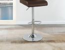 Adjustable Bar stool Gas lift Chair Espresso Faux Leather Tufted Chrome Base Modern Set of 2 Chairs Dining Kitchen