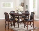 Dark Brown Wood Finish Set of 2 Counter Height Chairs Faux Leather Upholstery Seat Back Kitchen Dining Room Chair