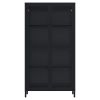 Four Glass Door Storage Cabinet with Adjustable Shelves and Feet Cold-Rolled Steel Sideboard Furniture for Living Room Kitchen Black