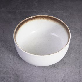 Japanese Ceramic Wholesale Retro Soup Bowl Salad Bowl Tableware (Option: Sesame gold-8inch 190x80mm-1PCS)