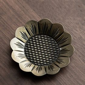 Alloy Tea Cup Insulation Coaster Accessories (Option: Sunflower coaster bronze)