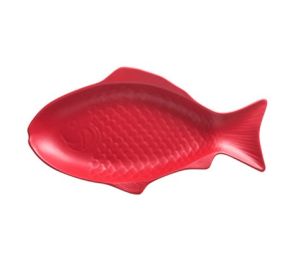 Household Ceramic Fish Plate Color Glaze Tableware Special Shape (Option: Red-28x15cm)