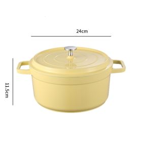 Household Ceramic Thickened Double Ear Stewpot (Option: Red 24cm)