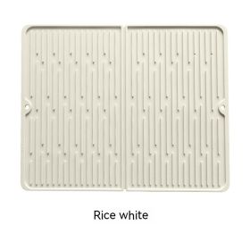 Foldable Thickened Heat Insulation Non-slip Silicone Draining Pad (Option: Ivory White-45X40 With Storage Port)