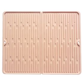 Foldable Thickened Heat Insulation Non-slip Silicone Draining Pad (Option: Lotus Root Pink-50x 40 Double Folding)