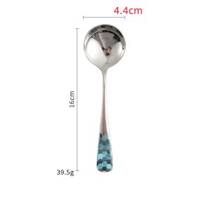 Stainless Steel Creative And Minimalist Household Soup Spoon (Option: Natural sky blue hexagonal)