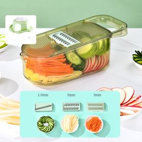 Multifunction Transparent Vegetable Cutter Steel Blade Potato Slicer Fruit Shred Dicing Blades Carrot Cheese Grater Chopper Kitchen Gadgets (Option: Veneer cutter Drainage basket-3blades)