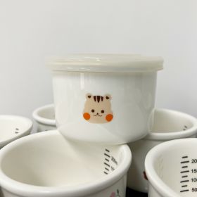 Children's Tableware Ceramic Bowl Fresh-keeping Sealing Band Scale (Option: White Squirrel)