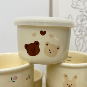 Children's Tableware Ceramic Bowl Fresh-keeping Sealing Band Scale (Option: Yellow Two Bears)