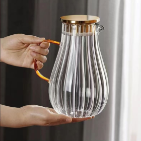 Striped Water Droplets Borosilicate Glass Teapot (Option: Water Drop Pot 1500ml)