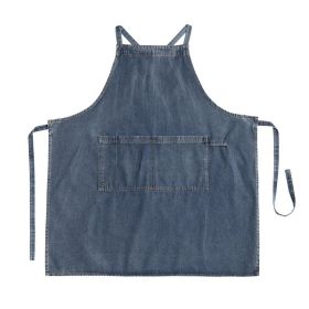 Cotton Thickened Denim Canvas Apron Household Bib (Color: Dark Blue)