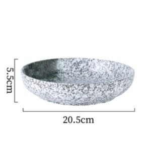 Japanese Ceramic Deep Plate Cutlery (Option: Lichen-20.5x5.5cm)